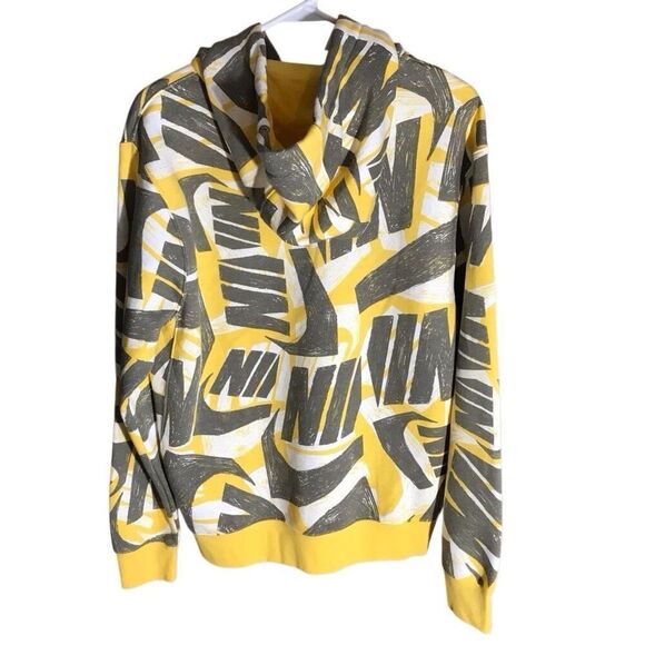 Nike Futura SZ Medium yellow gray pullover hoodie fleece lined sweatshirt - Picture 2 of 5